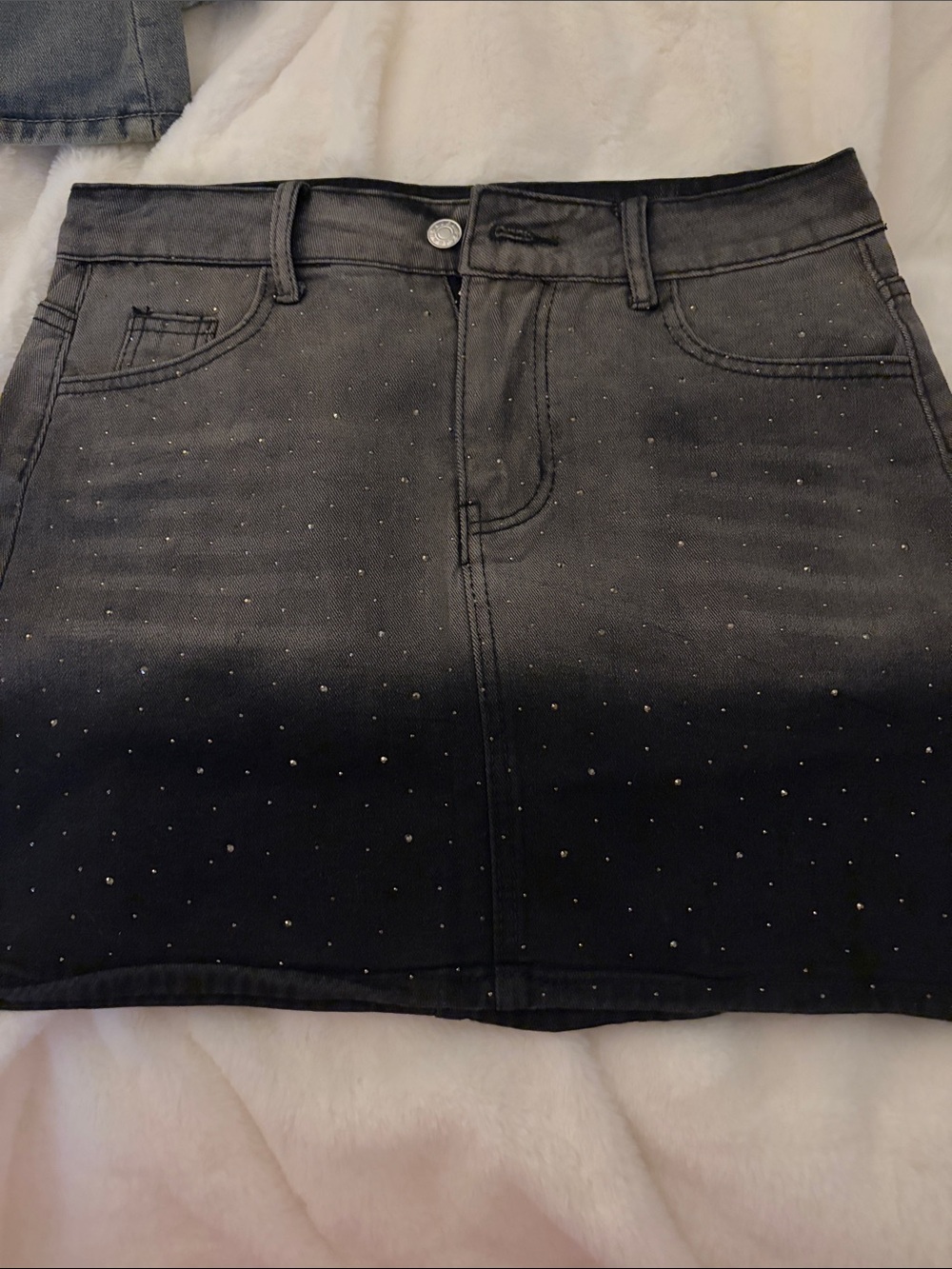 Studded Ombre Black Mini Skirt